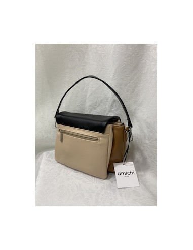 Bolso hombro tricolor amichi beige