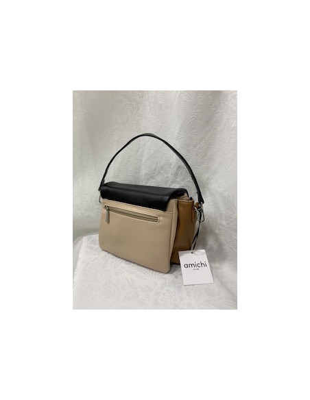 Bolso hombro tricolor amichi beige