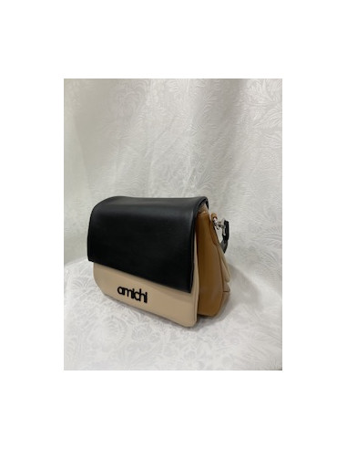 Bolso hombro tricolor amichi beige