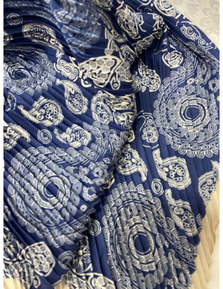 Pañuelo cuadrado azul china plisado