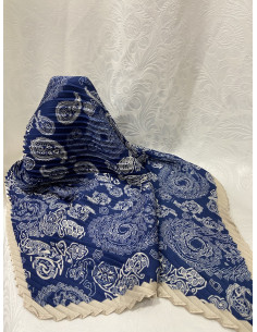 Pañuelo cuadrado azul china plisado 2