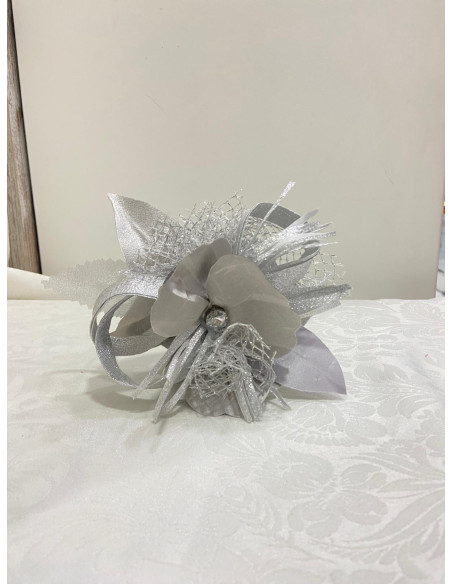 Tocado flor plata